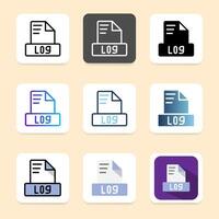 Set of log file format icons for document, file type and interface design needs. vector