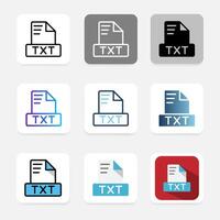 Set txt file format icons. extension, file type, document. for desktop applications and mobile apps. vector
