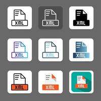 Set xml document format file icons. which is suitable for website, applications and interfaces. vector