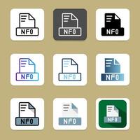 Nfo collection of file format icons for a modern interface, such as document, file type and extension. vector