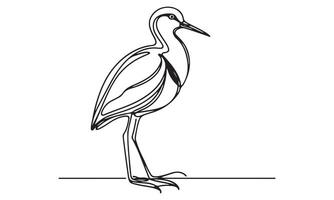 A drawing of a heron standing on a ledge vector