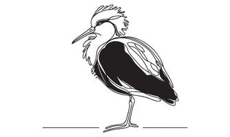 A drawing of a heron standing on a white background vector