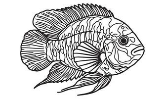 A fish coloring page with a black and white image vector