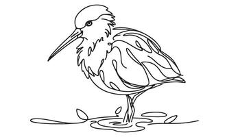 A drawing of a bird standing on the ground vector