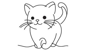A cat is drawn in a line on a white background vector