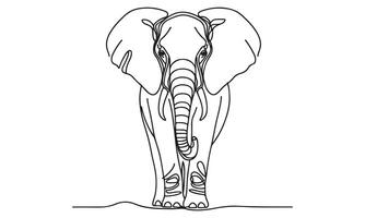 An elephant is standing in a line drawing vector