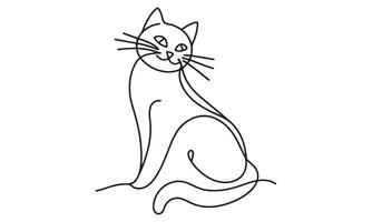 A cat is sitting in a line drawing vector