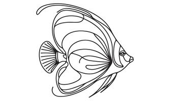 A fish coloring page with a black and white outline vector