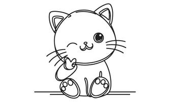 Kawaii cat coloring pages vector