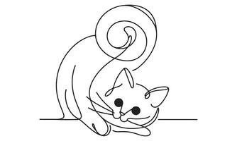Continuous line drawing of a cat vector