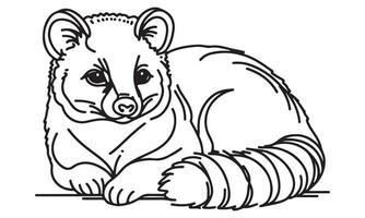 A drawing of a raccoon sitting on the ground vector