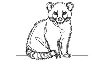 A drawing of a raccoon sitting down vector
