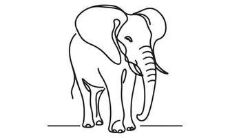 An elephant is standing in a line drawing vector