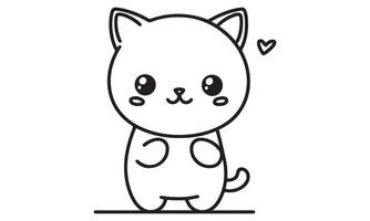 A black and white drawing of a cat vector