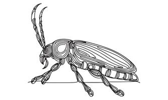 A bug coloring page with a black and white drawing vector