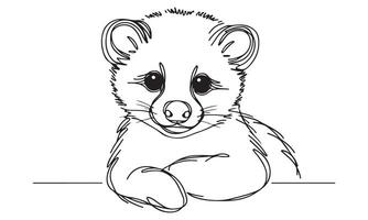A bear coloring page with a black and white drawing vector