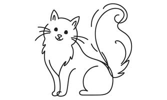 A drawing of a cat with a tail vector