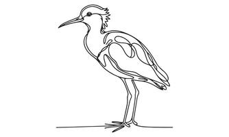 A drawing of a bird standing on one leg vector