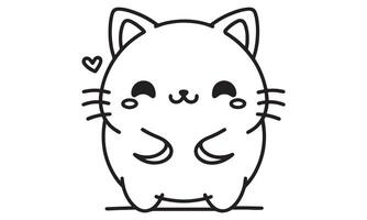 A black and white drawing of a cat vector