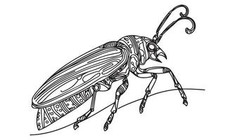 A black and white drawing of a bug vector