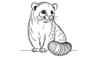 A drawing of a small animal sitting on a branch vector