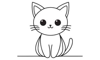 A cat is sitting on the floor in a line drawing vector