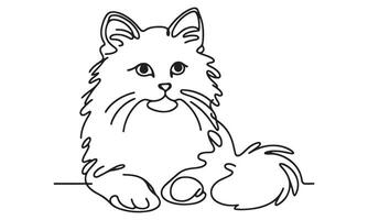 A cat is sitting on the floor coloring page vector