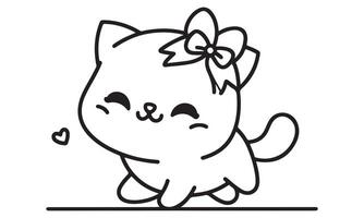 A cartoon cat with a bow on its head vector