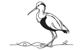 A drawing of a bird standing on a branch vector