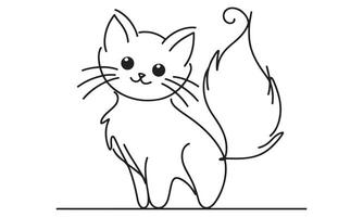 A cat coloring page with a line drawing of the cat vector