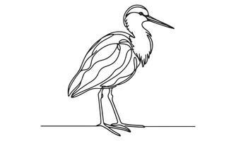 Heron standing on a branch line drawing vector