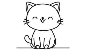 A black and white drawing of a cat vector