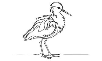A drawing of a bird standing on the ground vector
