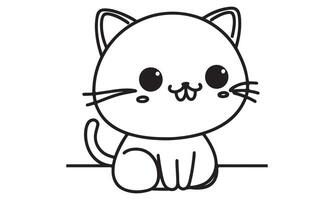 Kawaii cat coloring pages vector