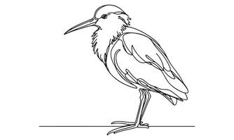 A drawing of a heron standing on a branch vector