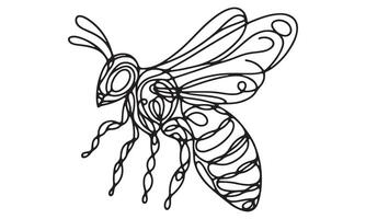 A drawing of a bee with a black and white outline vector