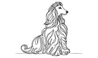 A dog is sitting in a line drawing vector