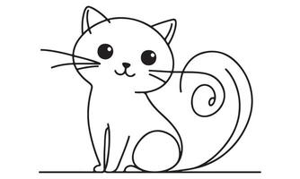 A cat is sitting on the ground coloring page vector