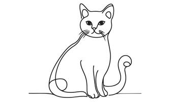 A cat is sitting in a line drawing vector