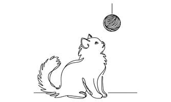 A cat is looking at a ball in the air vector