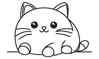 A cat is sitting on the ground coloring page vector