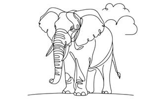 An elephant coloring page with a large elephant vector