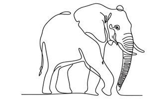 An elephant is standing in a line drawing vector