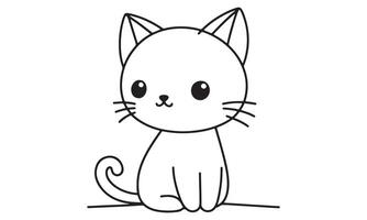 A cat coloring page with a black outline vector