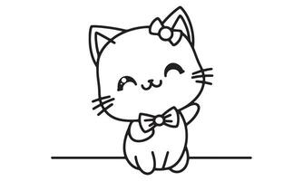 A cartoon cat with a bow tie and a bow on its head vector