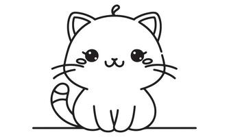 A cat is sitting on the floor with a line drawing vector