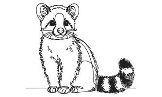 A drawing of a raccoon sitting on the ground vector