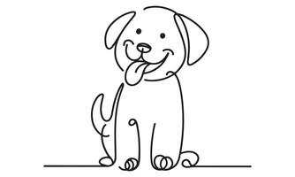 A dog sitting on the floor with its tongue out vector