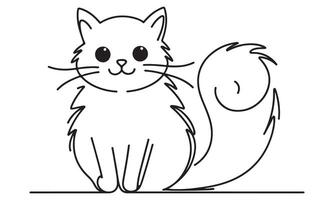 A cat is sitting on the floor in a line drawing vector