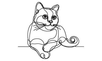 Continuous line drawing of a cat vector